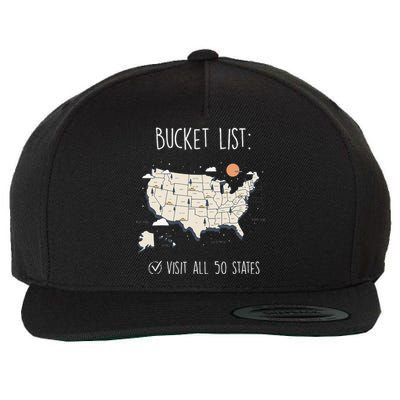 Visit All 50 States Usa Travel Map Mission Accomplished Wool Snapback Cap