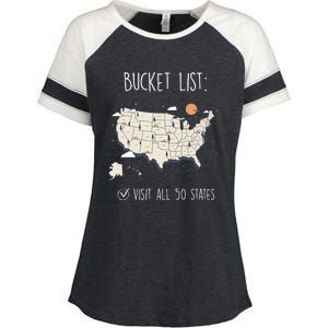 Visit All 50 States Usa Travel Map Mission Accomplished Enza Ladies Jersey Colorblock Tee