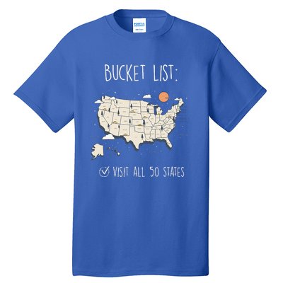 Visit All 50 States Usa Travel Map Mission Accomplished Tall T-Shirt