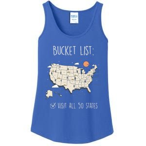 Visit All 50 States Usa Travel Map Mission Accomplished Ladies Essential Tank