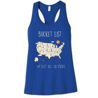 Visit All 50 States Usa Travel Map Mission Accomplished Women's Racerback Tank