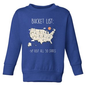 Visit All 50 States Usa Travel Map Mission Accomplished Toddler Sweatshirt