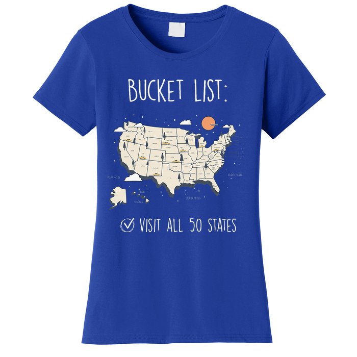 Visit All 50 States Usa Travel Map Mission Accomplished Women's T-Shirt