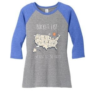 Visit All 50 States Usa Travel Map Mission Accomplished Women's Tri-Blend 3/4-Sleeve Raglan Shirt