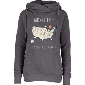 Visit All 50 States Usa Travel Map Mission Accomplished Womens Funnel Neck Pullover Hood