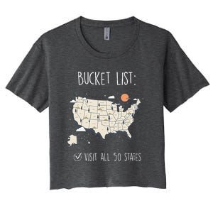 Visit All 50 States Usa Travel Map Mission Accomplished Women's Crop Top Tee