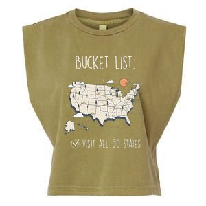 Visit All 50 States Usa Travel Map Mission Accomplished Garment-Dyed Women's Muscle Tee