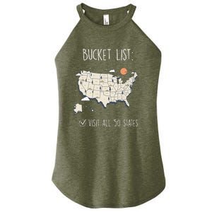 Visit All 50 States Usa Travel Map Mission Accomplished Women's Perfect Tri Rocker Tank