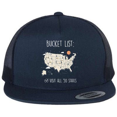 Visit All 50 States Usa Travel Map Mission Accomplished Flat Bill Trucker Hat