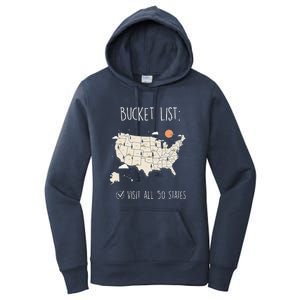 Visit All 50 States Usa Travel Map Mission Accomplished Women's Pullover Hoodie