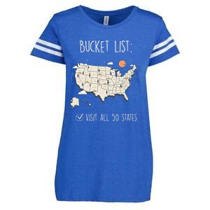 Visit All 50 States Usa Travel Map Mission Accomplished Enza Ladies Jersey Football T-Shirt