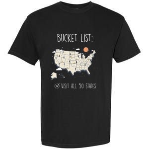 Visit All 50 States Usa Travel Map Mission Accomplished Garment-Dyed Heavyweight T-Shirt