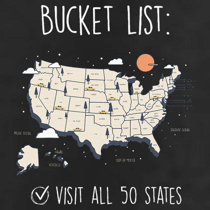 Visit All 50 States Usa Travel Map Mission Accomplished 7 Panel Mesh Trucker Snapback Hat