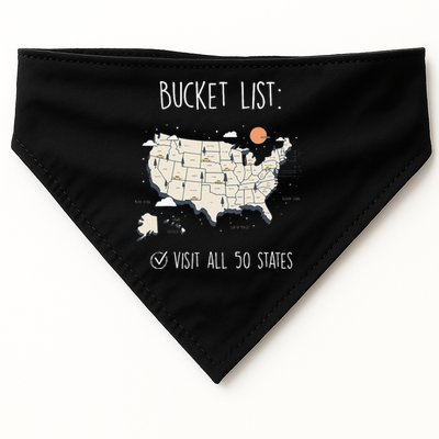 Visit All 50 States Usa Travel Map Mission Accomplished USA-Made Doggie Bandana
