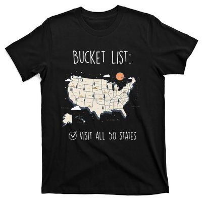 Visit All 50 States Usa Travel Map Mission Accomplished T-Shirt