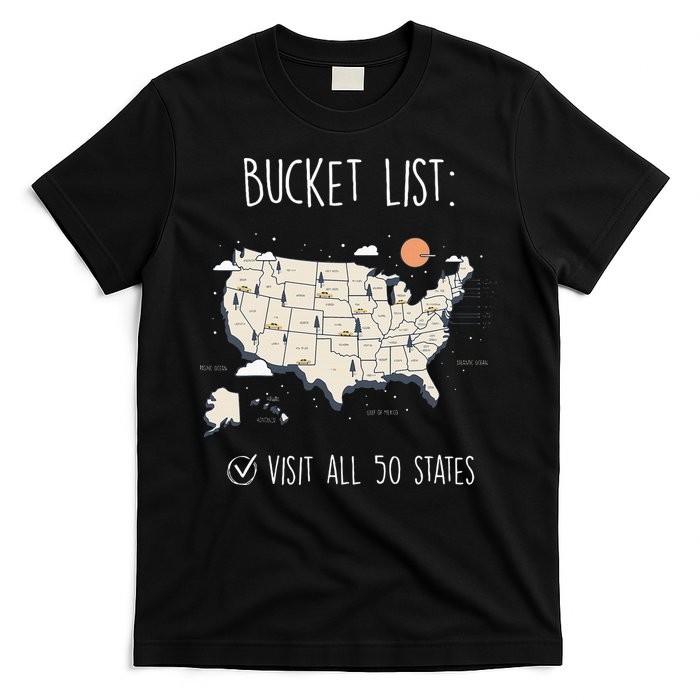 Visit All 50 States Usa Travel Map Mission Accomplished T-Shirt