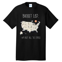 Visit All 50 States Usa Travel Map Mission Accomplished Tall T-Shirt