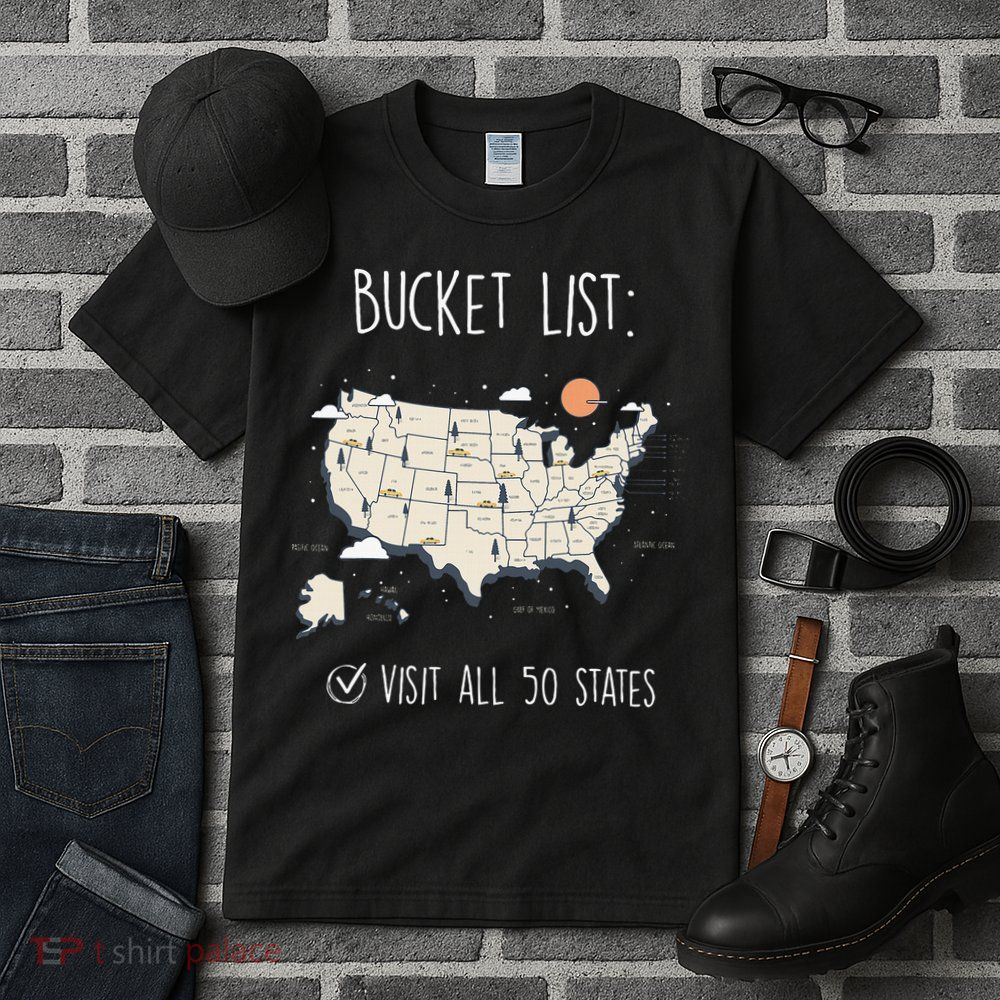 Visit All 50 States Usa Travel Map Mission Accomplished Tall T-Shirt
