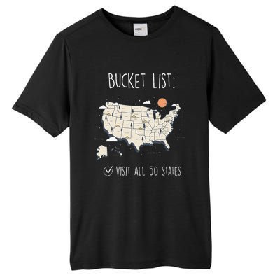 Visit All 50 States Usa Travel Map Mission Accomplished Tall Fusion ChromaSoft Performance T-Shirt