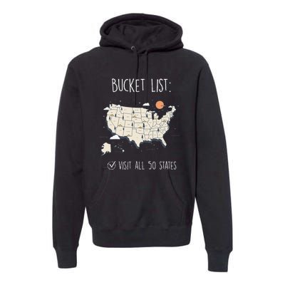 Visit All 50 States Usa Travel Map Mission Accomplished Premium Hoodie