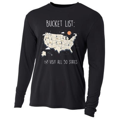 Visit All 50 States Usa Travel Map Mission Accomplished Cooling Performance Long Sleeve Crew