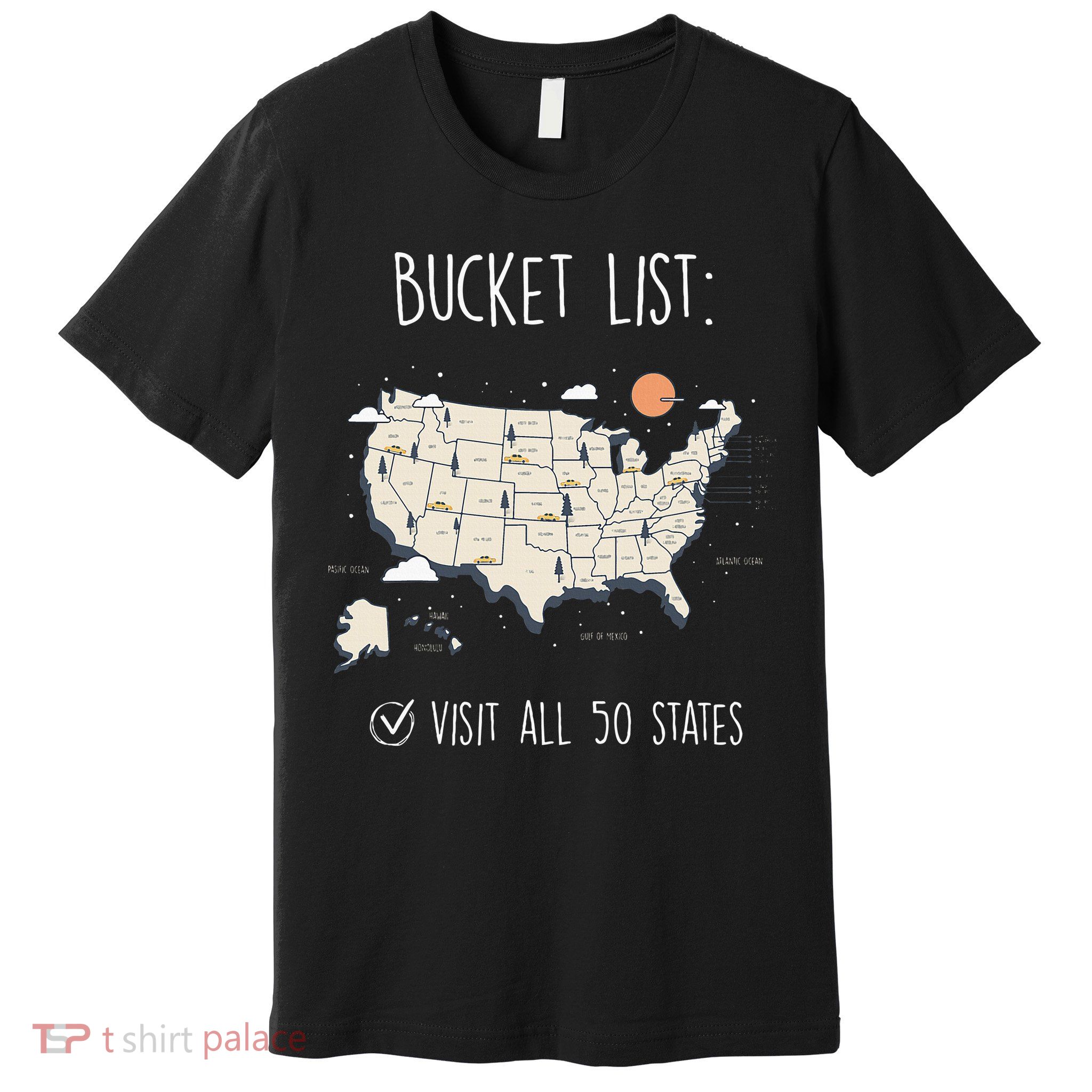 Visit All 50 States Usa Travel Map Mission Accomplished Premium T-Shirt