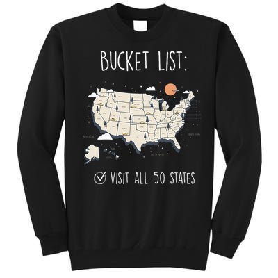 Visit All 50 States Usa Travel Map Mission Accomplished Tall Sweatshirt