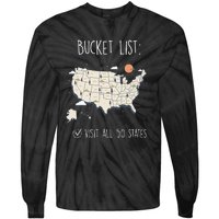 Visit All 50 States Usa Travel Map Mission Accomplished Tie-Dye Long Sleeve Shirt