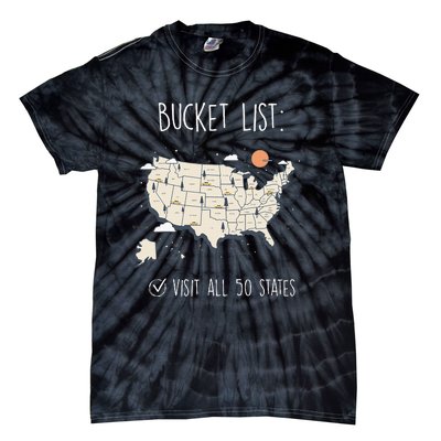 Visit All 50 States Usa Travel Map Mission Accomplished Tie-Dye T-Shirt