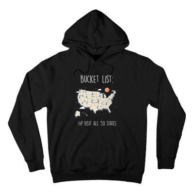 Visit All 50 States Usa Travel Map Mission Accomplished Tall Hoodie