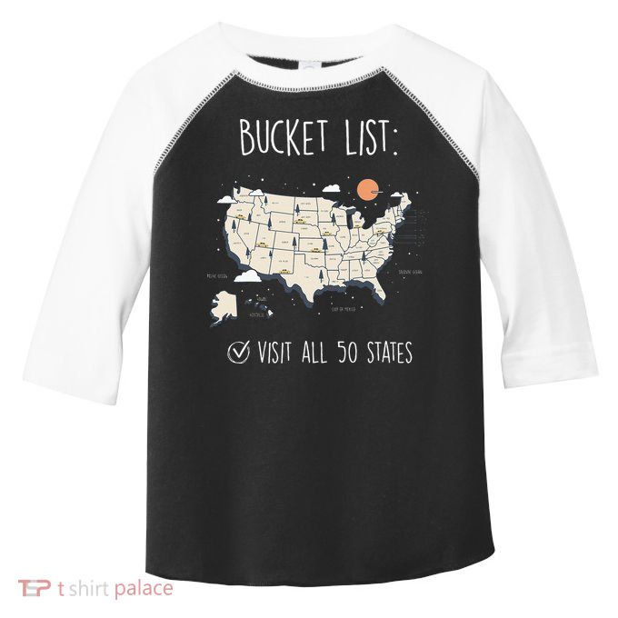 Visit All 50 States Usa Travel Map Mission Accomplished Toddler Fine Jersey T-Shirt