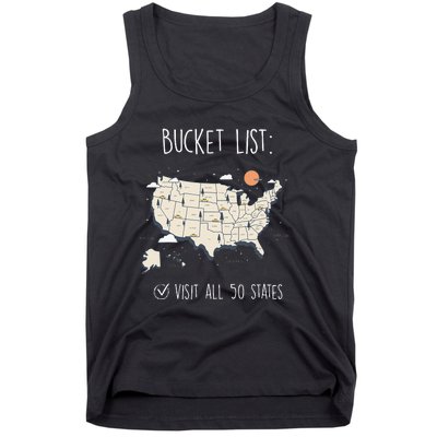 Visit All 50 States Usa Travel Map Mission Accomplished Tank Top