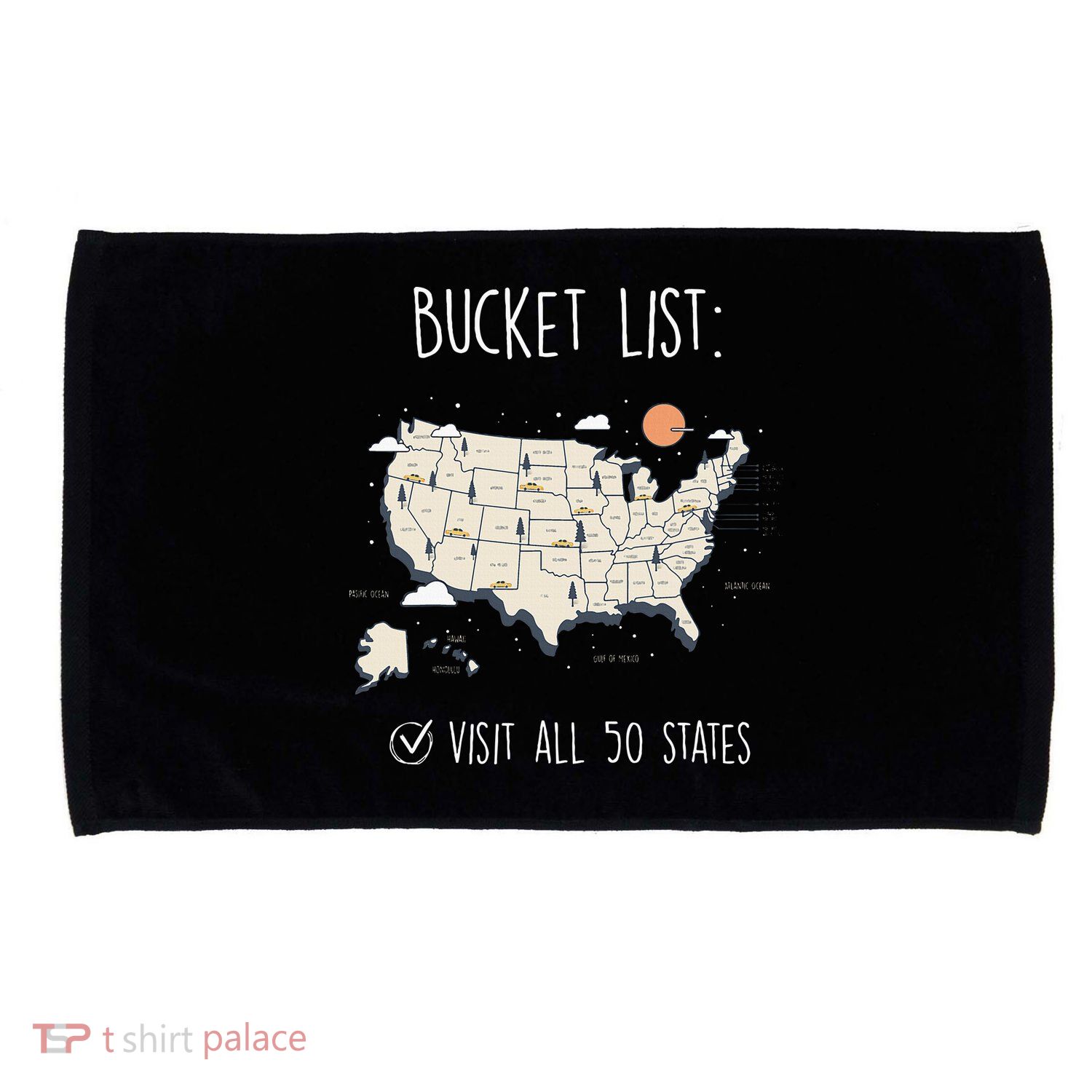 Visit All 50 States Usa Travel Map Mission Accomplished Microfiber Hand Towel