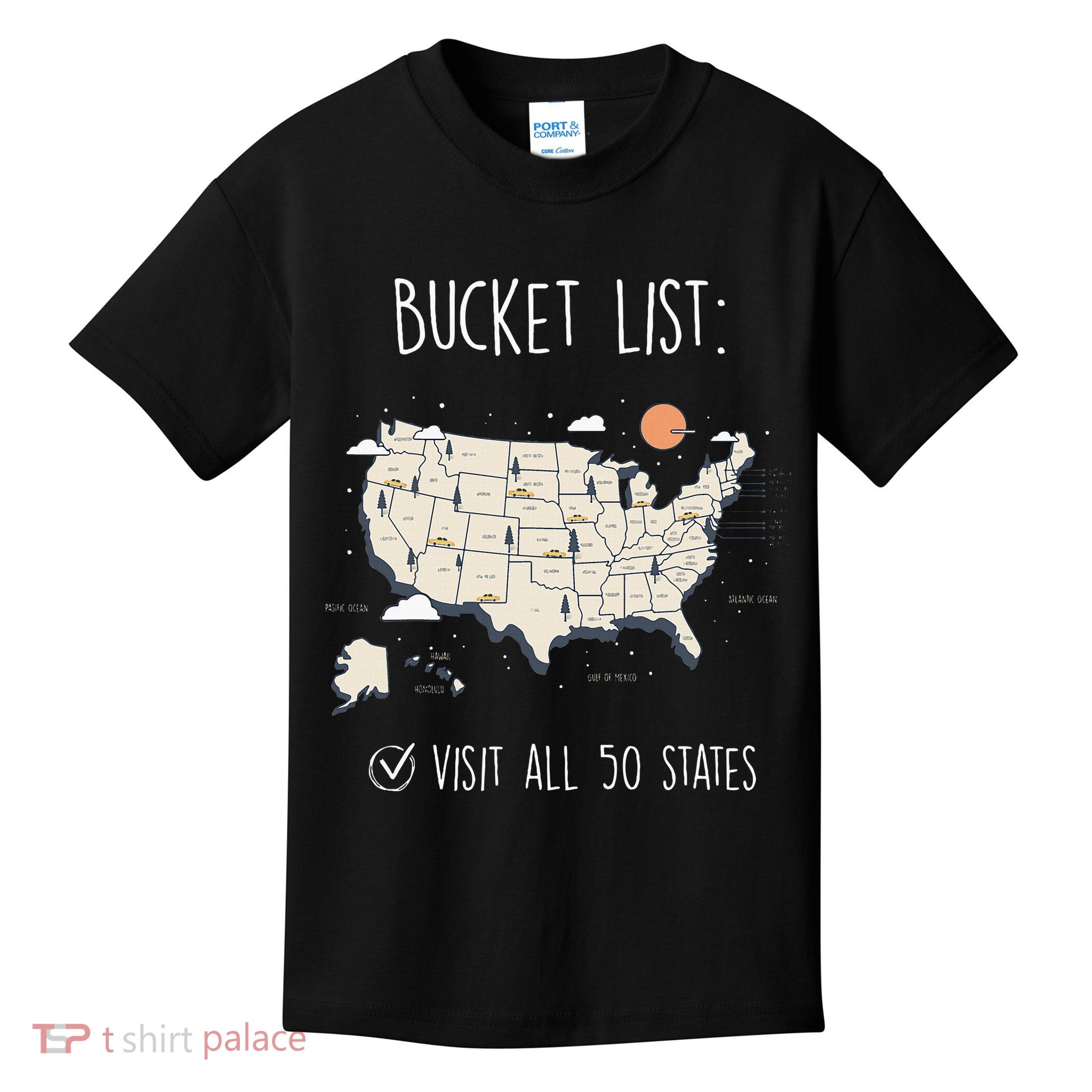 Visit All 50 States Usa Travel Map Mission Accomplished Kids T-Shirt