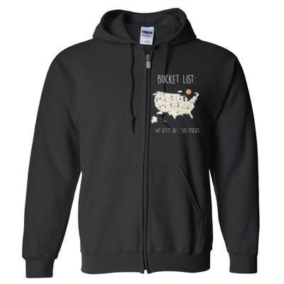 Visit All 50 States Usa Travel Map Mission Accomplished Full Zip Hoodie