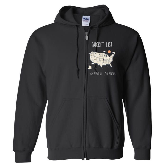 Visit All 50 States Usa Travel Map Mission Accomplished Full Zip Hoodie