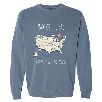 Visit All 50 States Usa Travel Map Mission Accomplished Garment-Dyed Sweatshirt