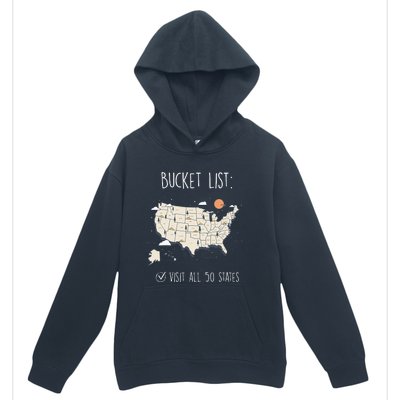 Visit All 50 States Usa Travel Map Mission Accomplished Urban Pullover Hoodie