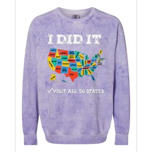 Visited All 50 States Usa Map For Travel Champion Lover Colorblast Crewneck Sweatshirt