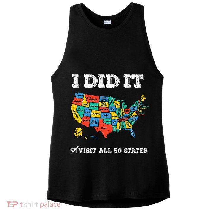 Visited All 50 States Usa Map For Travel Champion Lover Ladies PosiCharge Tri-Blend Wicking Tank
