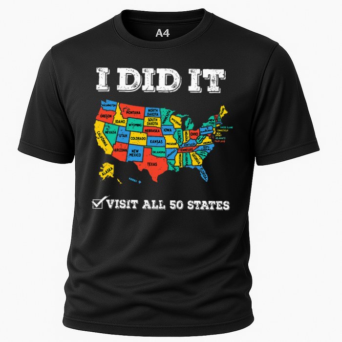 Visited All 50 States Usa Map For Travel Champion Lover Cooling Performance Crew T-Shirt
