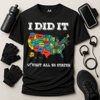 Visited All 50 States Usa Map For Travel Champion Lover Cooling Performance Crew T-Shirt