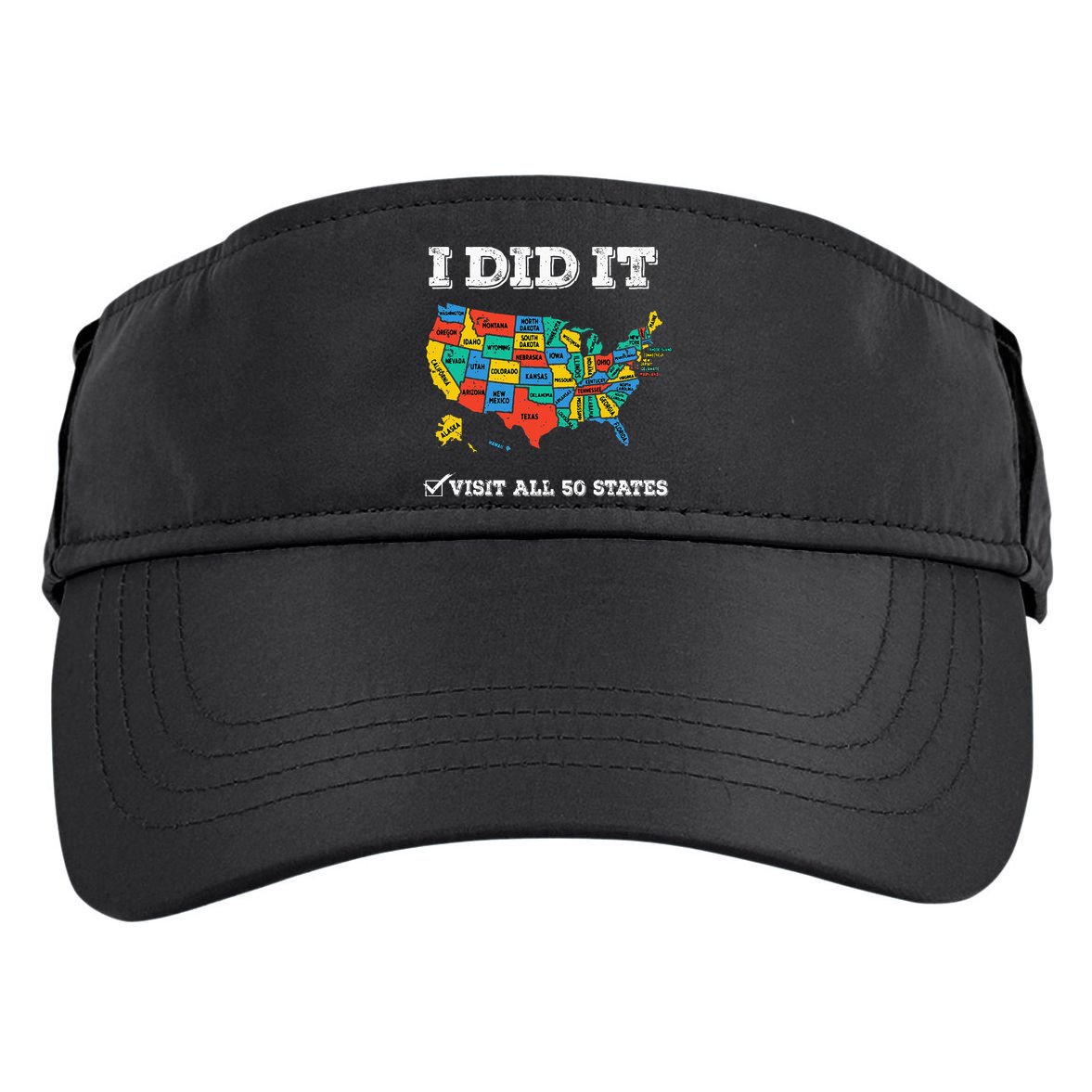 Visited All 50 States Usa Map For Travel Champion Lover Adult Drive Performance Visor