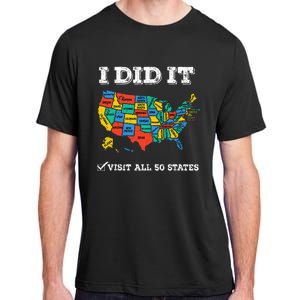 Visited All 50 States Usa Map For Travel Champion Lover Adult ChromaSoft Performance T-Shirt