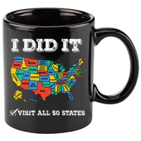 Visited All 50 States Usa Map For Travel Champion Lover 11oz C Handle Ceramic Mug