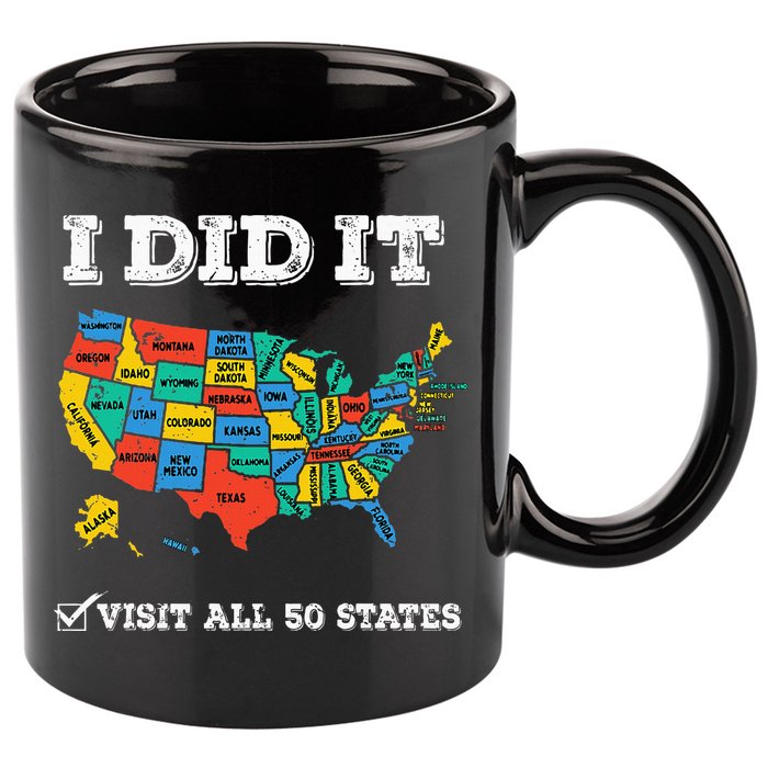 Visited All 50 States Usa Map For Travel Champion Lover 11oz C Handle Ceramic Mug