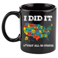 Visited All 50 States Usa Map For Travel Champion Lover 11oz C Handle Ceramic Mug