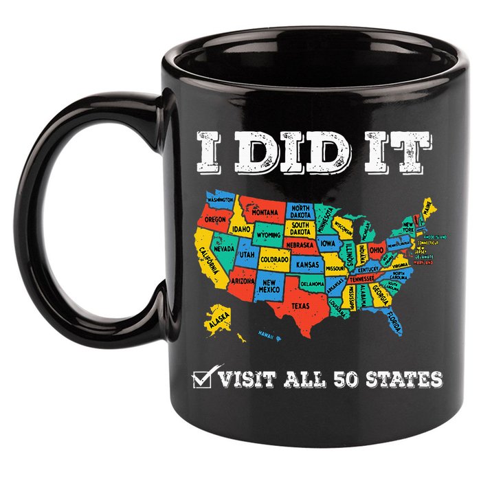 Visited All 50 States Usa Map For Travel Champion Lover 11oz C Handle Ceramic Mug
