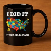 Visited All 50 States Usa Map For Travel Champion Lover 11oz C Handle Ceramic Mug