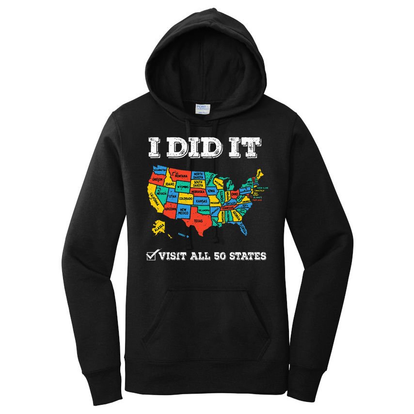 Visited All 50 States Usa Map For Travel Champion Lover Women's Pullover Hoodie